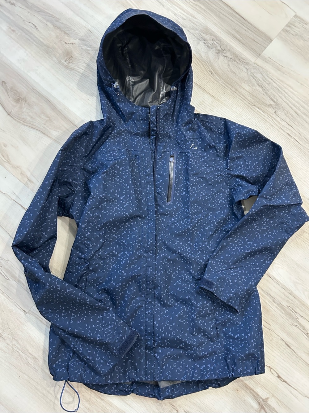 Paradox Navy Hooded Ski Jacket with Subtle White Print